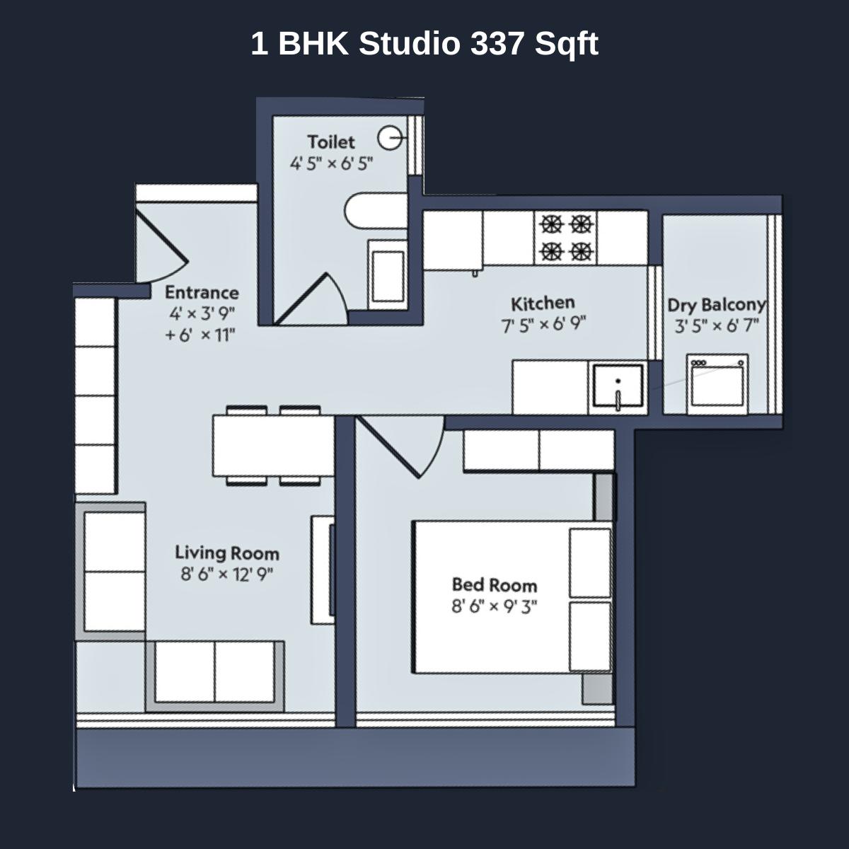 Marathon-Nexworld-Floor-Plan-Nova-1-BHK-Studio-337-Sqft